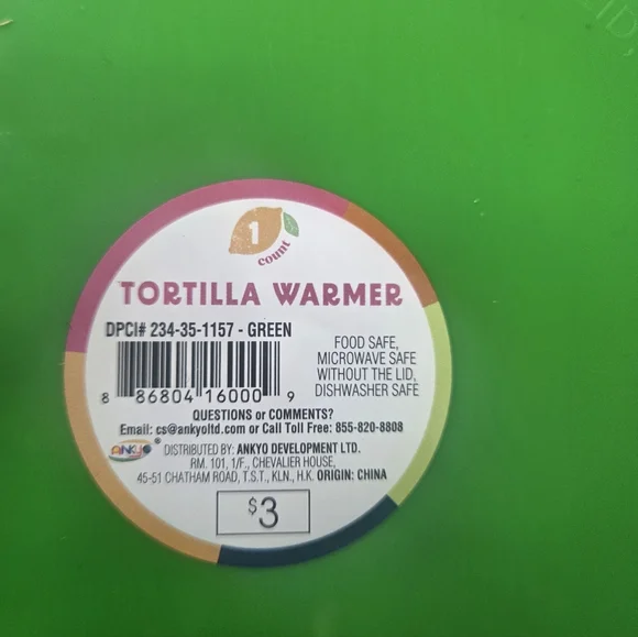 New 2 Bright Green Tortilla warmers with Lid - Picture 3 of 4